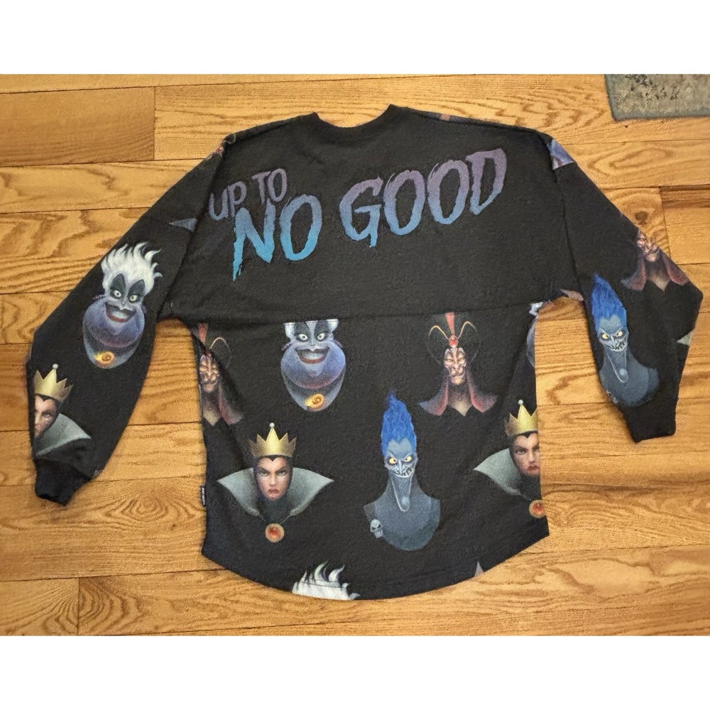 DISNEY PARKS VILLAINS "UP TO NO GOOD"  SPIRIT JERSEY FADED BLACK SZ XS
